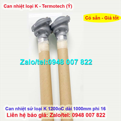 Can nhiệt sứ loại K,1200oC dài 1000mm phi16 Termotech